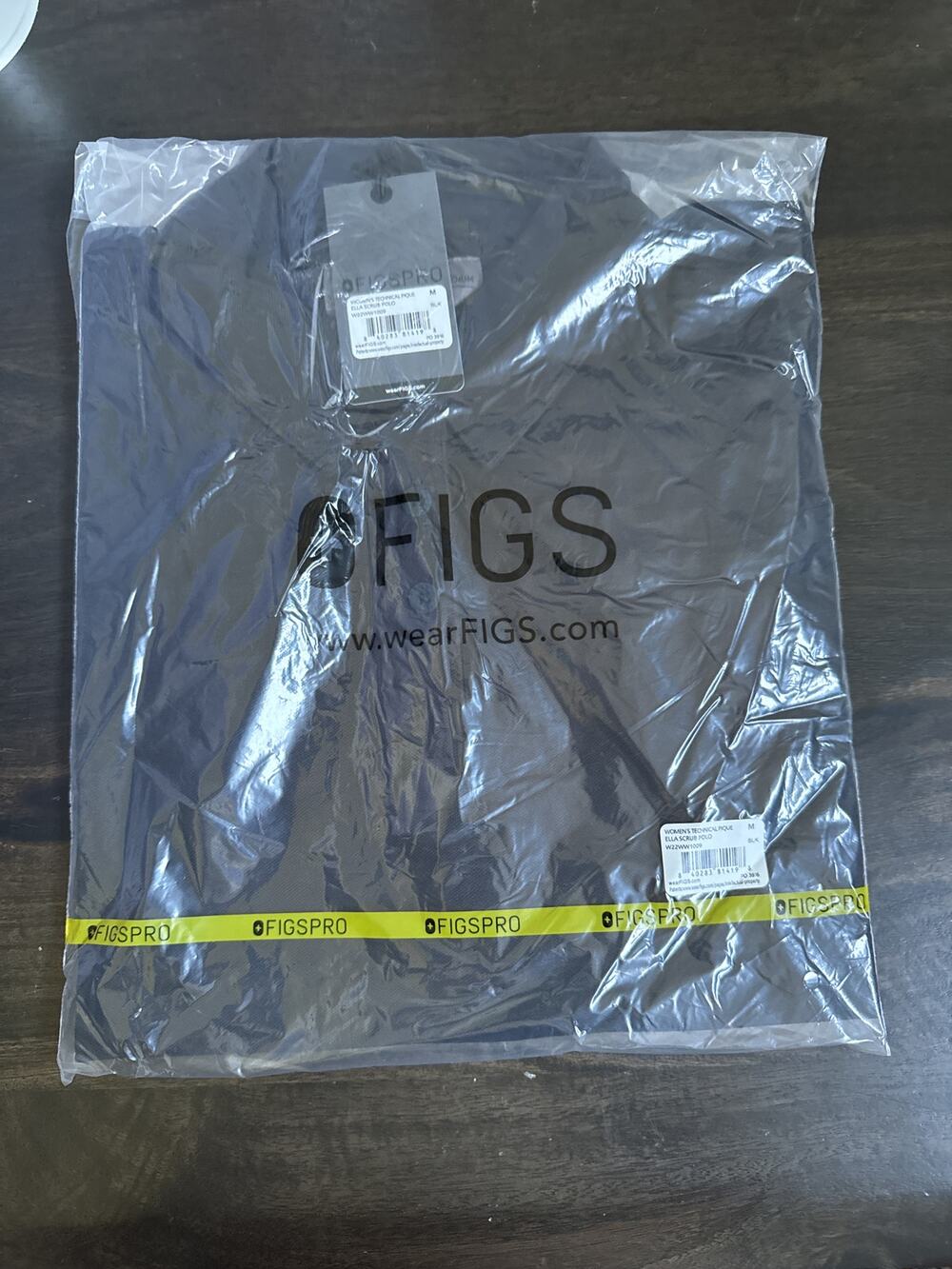 FIGS Ella Scrub Polo Women M Technical Pique Black Multicolor Polo Shirt